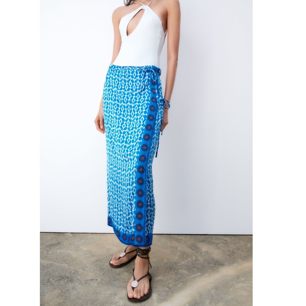 NWT Zara printed pareo long Clara skirt size Large (US) - Picture 12 of 13